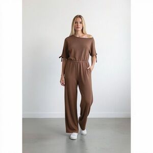 1214 • Macchiato Brown Soft Luxurious French Terry Jumpsuit